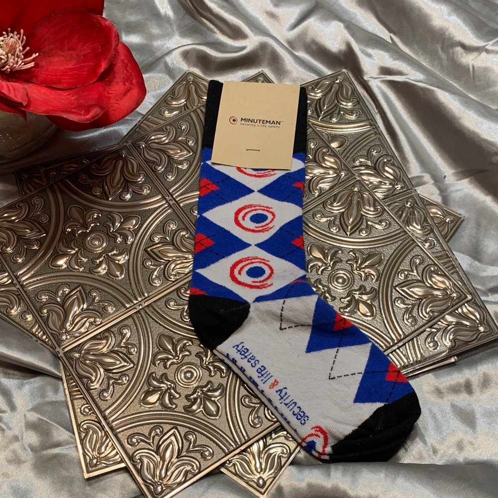 🌹SOCK CLUB “MINUTEMAN” • Red Blue and Black FINEST COTTON Men's Socks - NWT